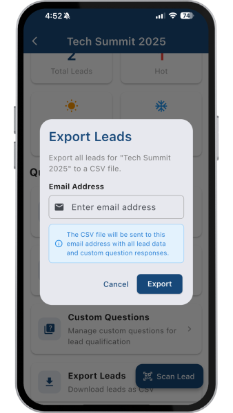 Export Your Leads: Quickly export a CSV file with all of your lead data to activate the leads in your CRM or marketing automation platform.